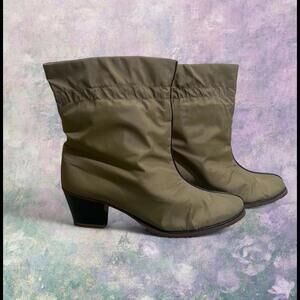 Vintage 1970s COLO Faux Fur Lined Narrow Ankle Rain Booties Women’s 7 N EU 37.5